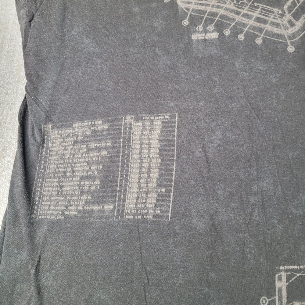 Diesel Mens V-Neck T-Shirt Faded Black Schematic Graphic Print Short Sleeve Tee - Picture 2 of 7